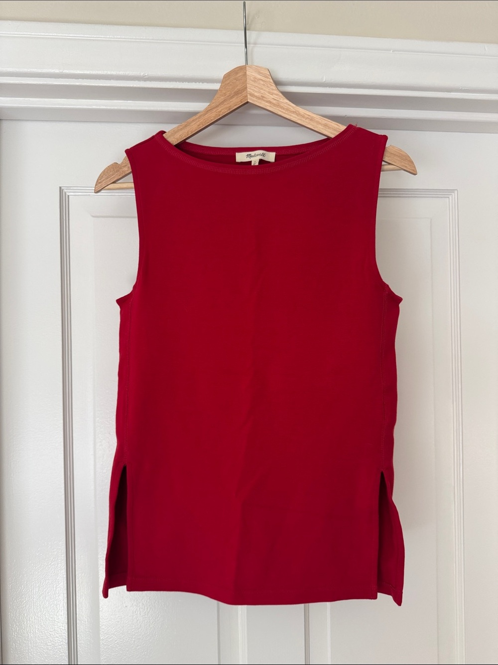 Madewell Red Sleeveless Tank with Side Slits